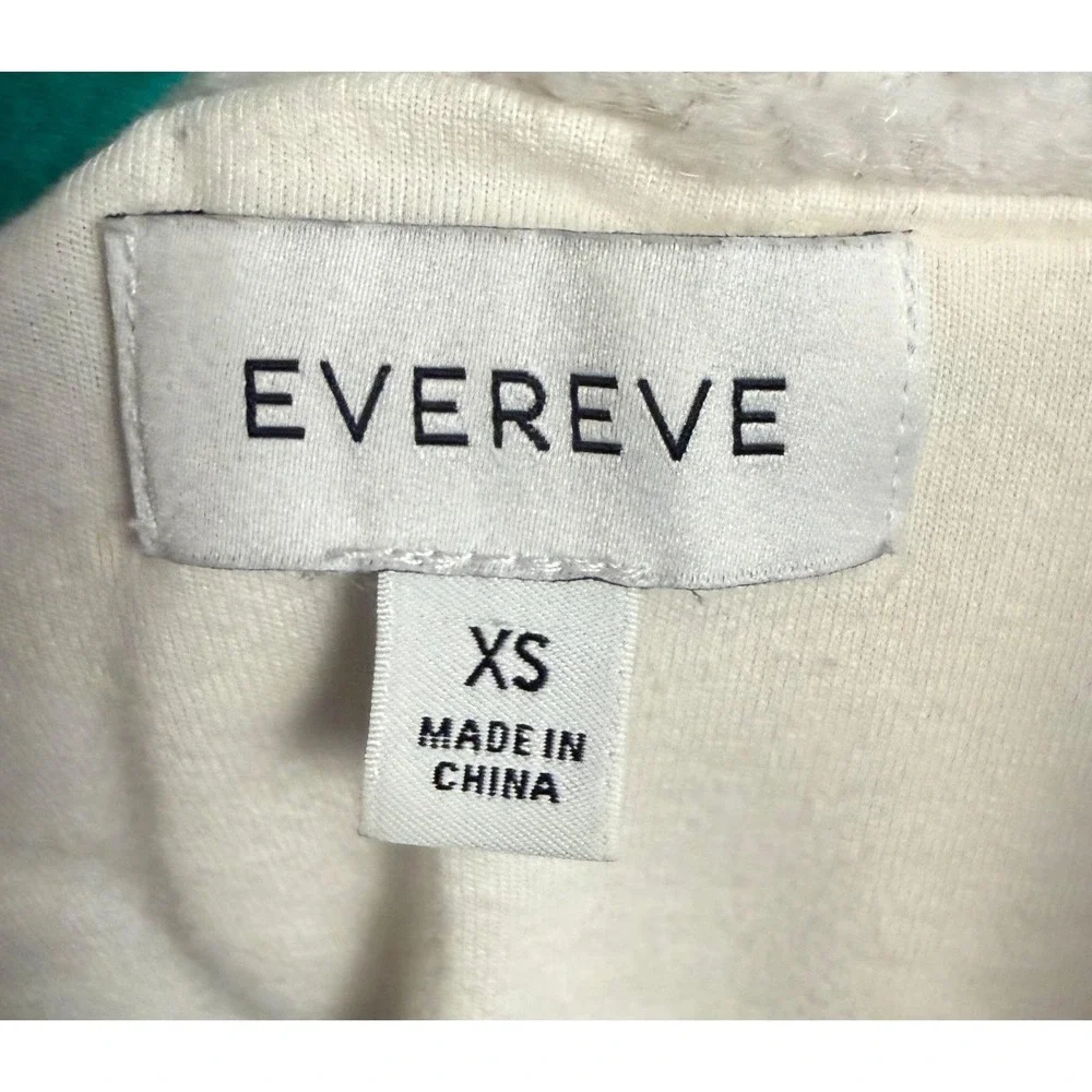 EVEREVE Jacket Womens XS White Black Cropped Hooded Fleece Cozy Gorpcore